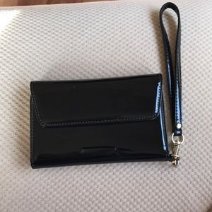 Black patent leather wristlet